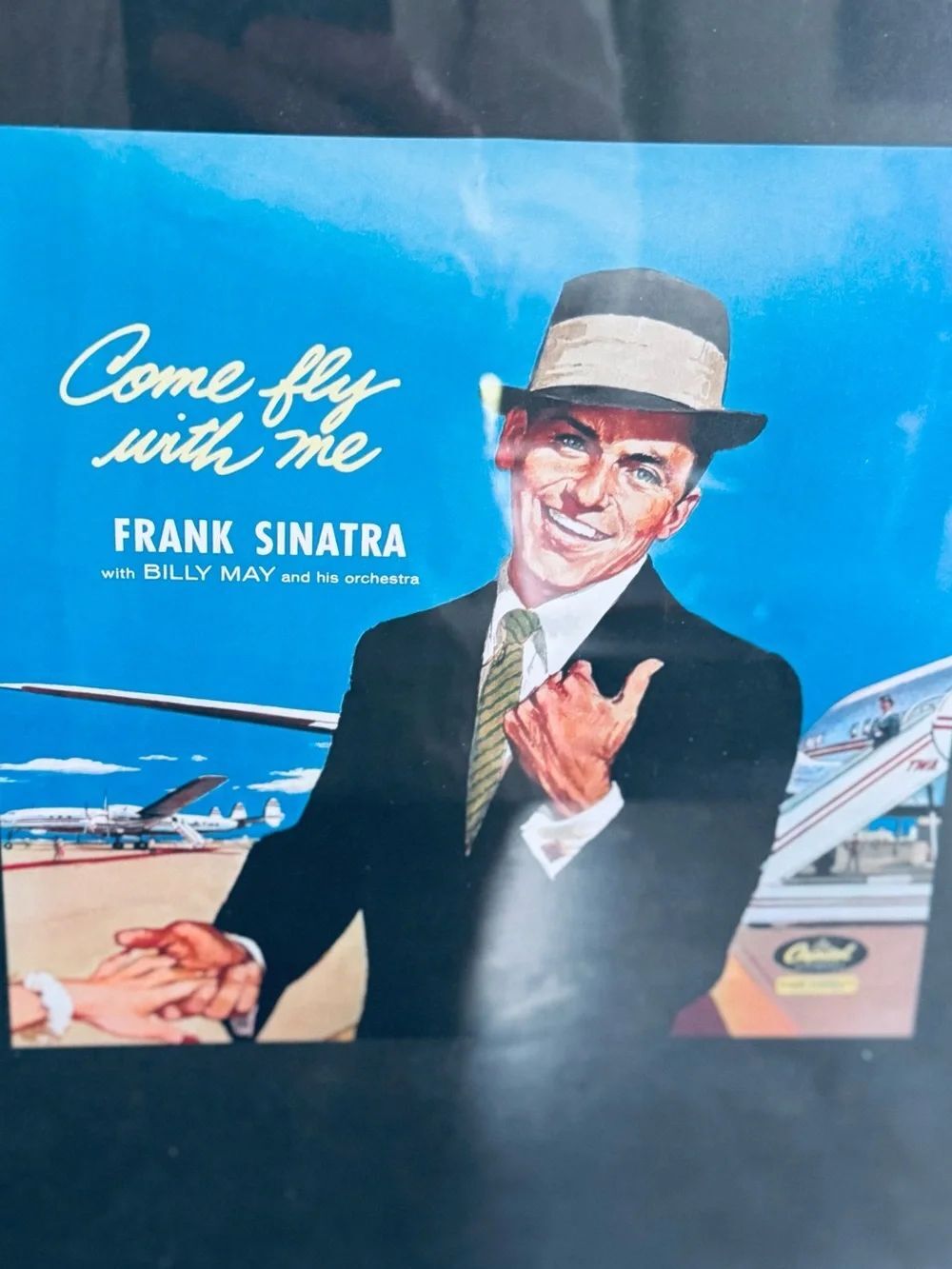 Frank Sinatra Come Fly With Me Airplane Vintage Graphic Framed Art